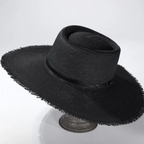 THE DAKOTA Stunning Boater Panama Straw Hat With Frayed Edges - Picture 9 of 9
